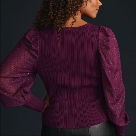 NWT Anthropologie Plum/Purple Long sleeve Sweater - Picture 3 of 14